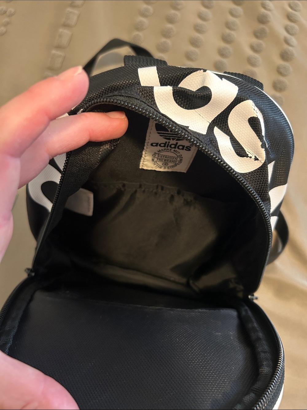 adidas Black and White Mini Backpack with Trefoil - Picture 7 of 7
